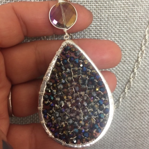 Stunning HandBeaded Crystal Teardrop Beaded Necklace-Boutique - Picture 7 of 11